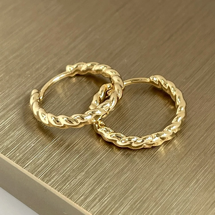 Gold Fine Jewelry Diamond Hoop Earrings Women 14K 18K Soild Yellow Gold Hoop Earring Set