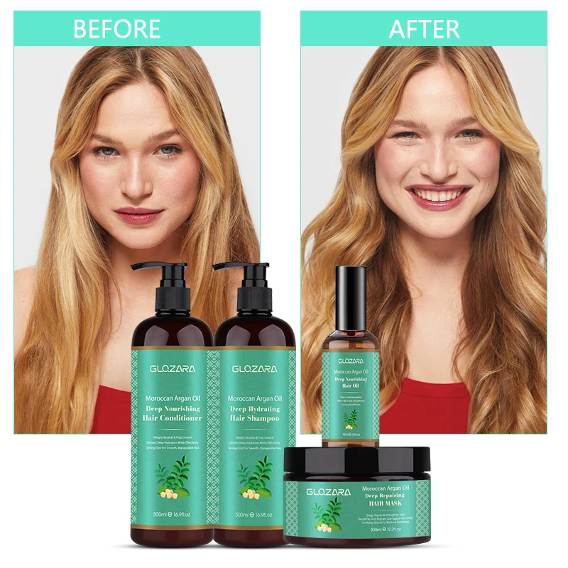 Private Label Hair Care Set Argan Oil Organic Biotin Repairing Moisturizing Collagen Hair Shampoo And Conditioner For Frizz Hair