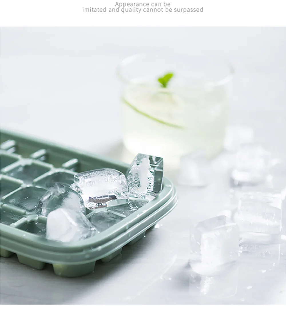Two Layer Ice Cube Tray Mold With Lid Plastic Ice Tray With Ice Shovel