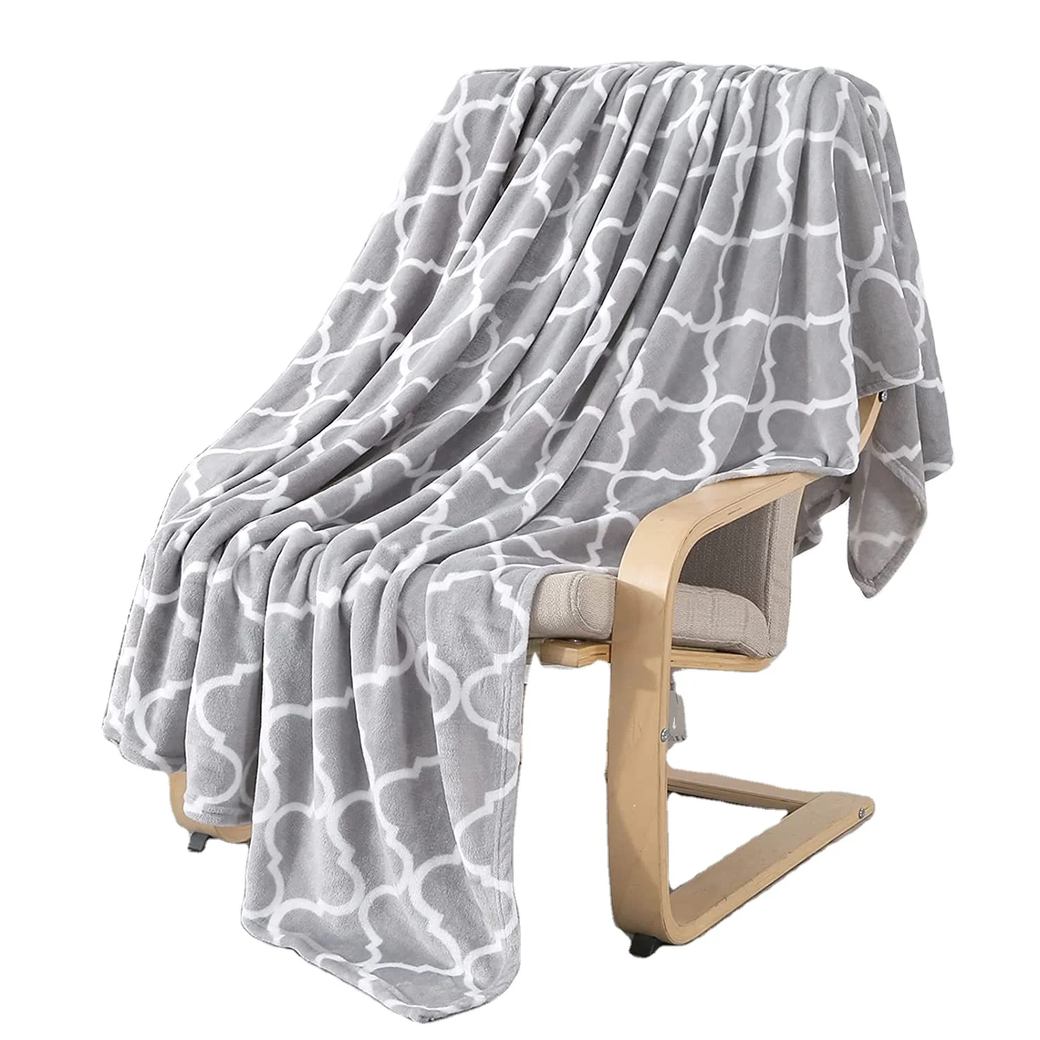 Geometric lines grey blanket fleece  super soft comfortable wool no shedding cover throw  lightweight microfiber for sofa bed