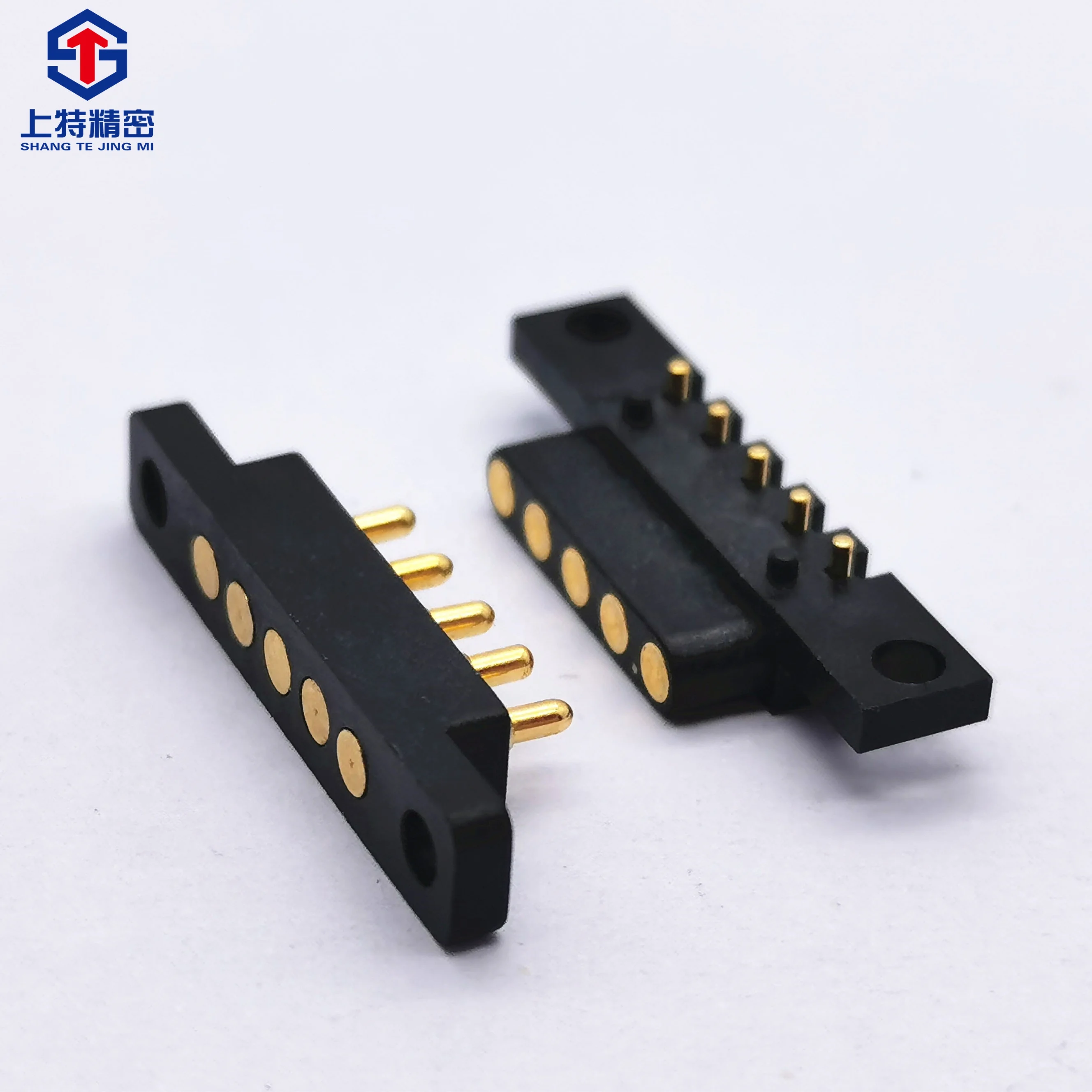 Shangte Manufacturers Supply 5 pin Male and Female Tablet Computer Pogo pin Charging Electronic Bent Spring Pin Connector