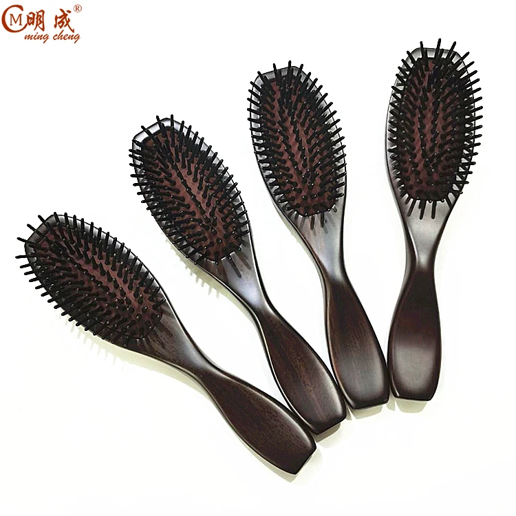 Wholesale 21cm Luxury Boutique ebony airbag  health massage paddle wooden mens hair brush