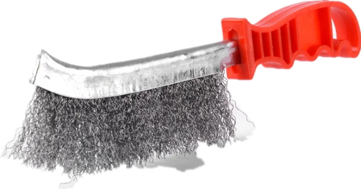 HOTO Carbon Steel Wire Brush with Curved Wood Handle