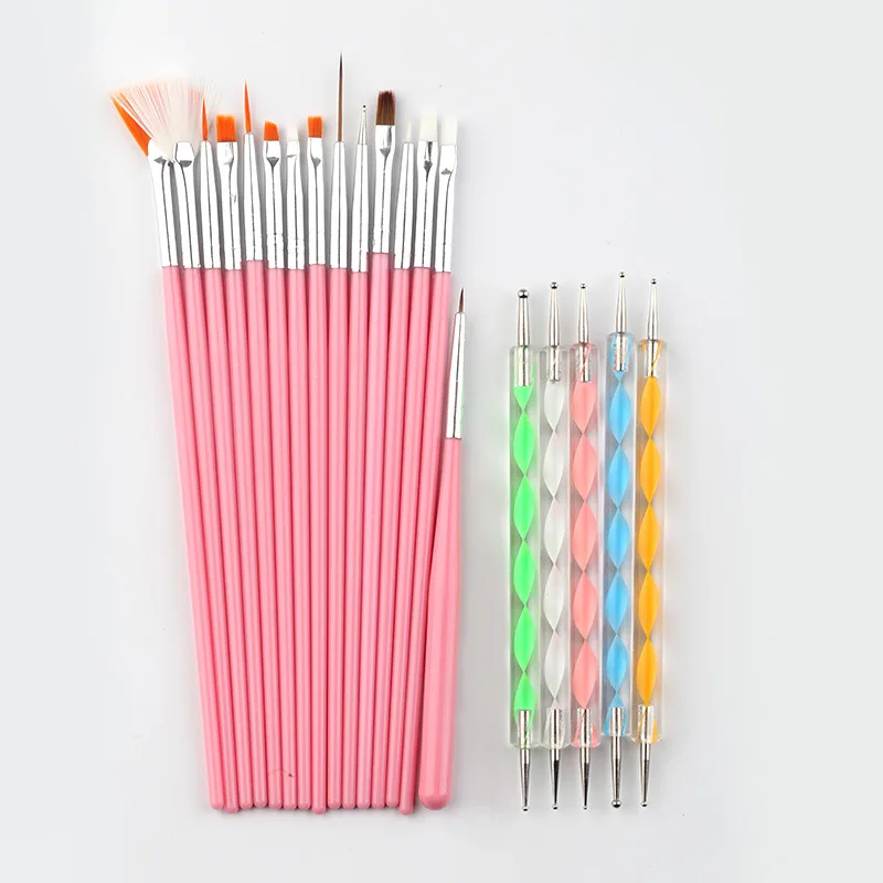 
2021 new design eval 20pcs nail art brush set pro design drawing nail brushes 