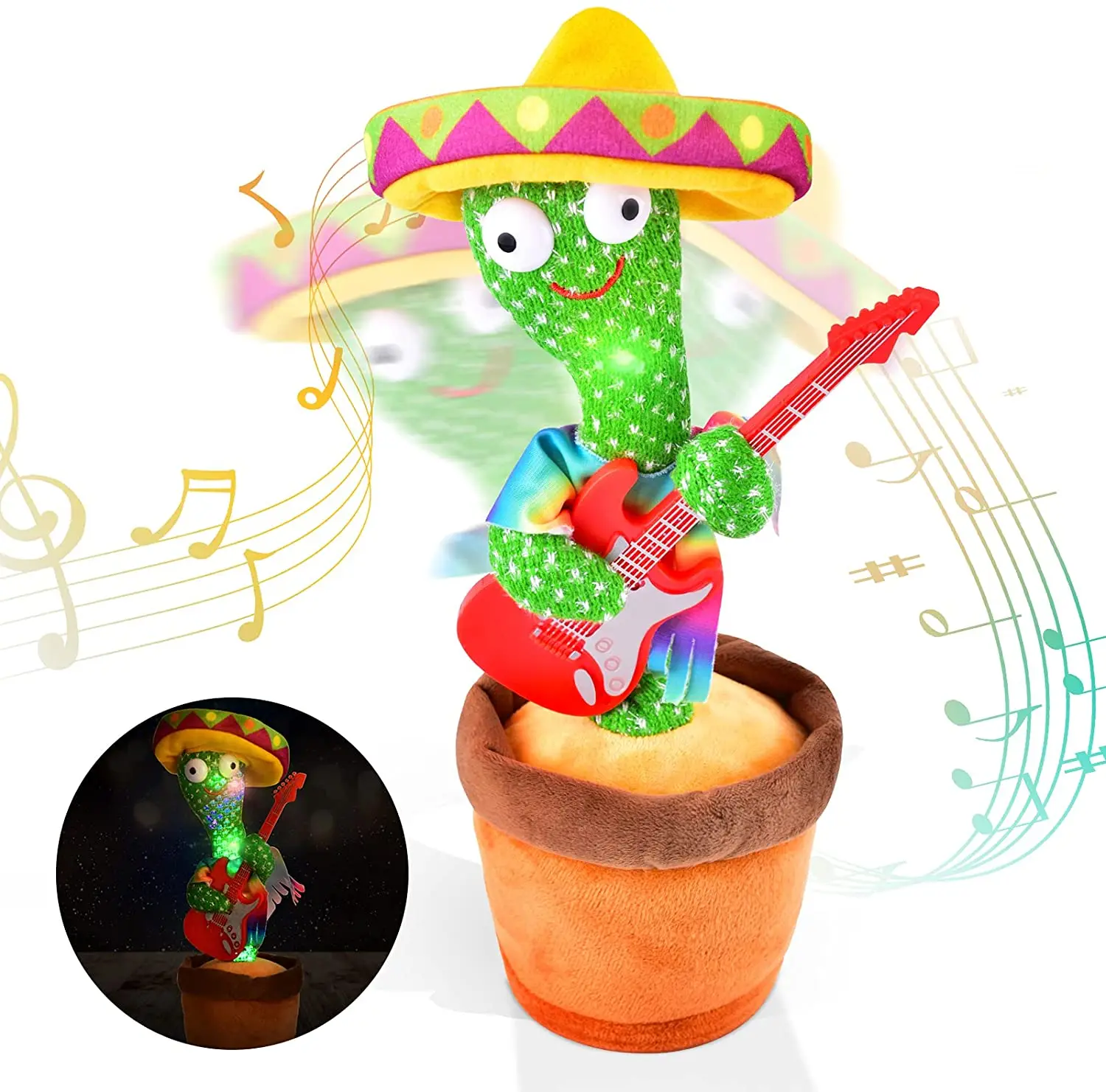 Plush Toy Gift for Children Play 120 Songs USB Charging Record Repeat Your Words Dancing Talking Cactus