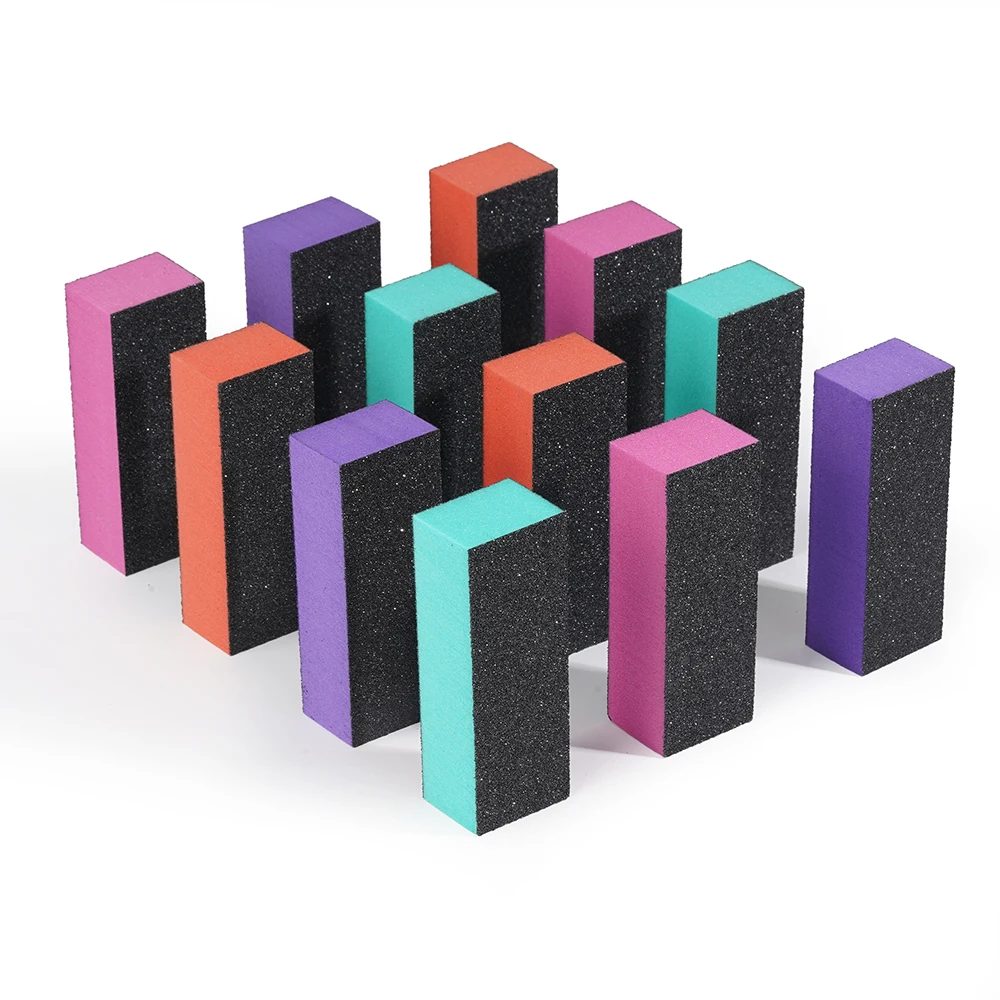 High End Colorful 3 way Nail File Sanding Buffer Block Rubber Nail Buffer for Manicure Pedicure Nail Tools