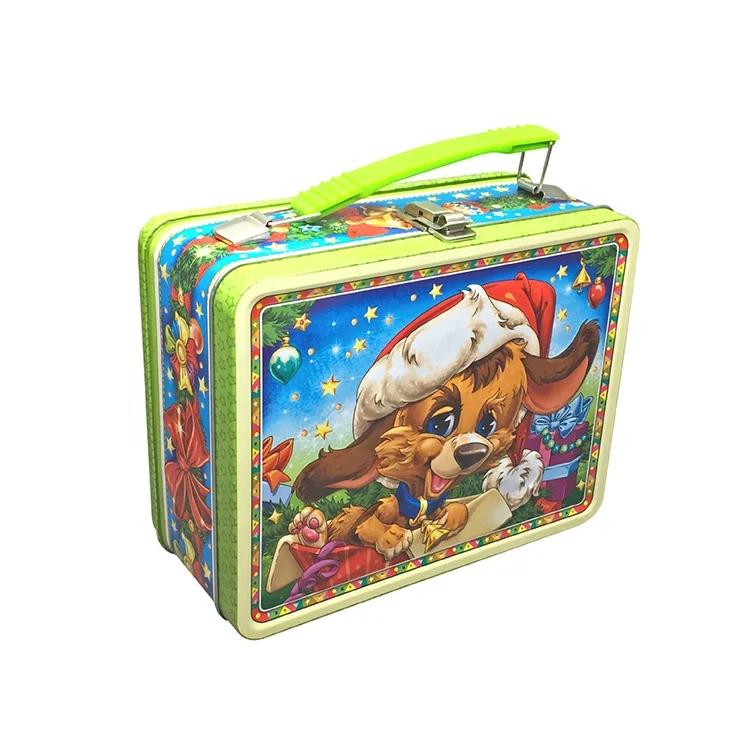Manufacture Custom Design Food Gift Storage Tinplate Metal Trunk Lunch Tin Box With Handle Lock and Key