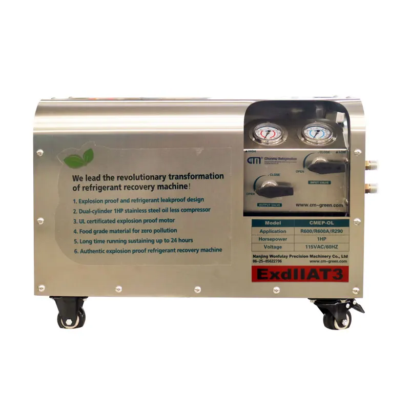 Explosion proof air conditioning gas refrigerant recovery/recharge machine freon R1234yf/R290/R32/R600 of refrigerant gas CMEP-