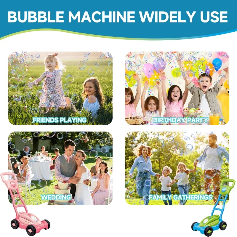Automatic Bubble Machine Slooshing Bubble Lawn Mower Maker Cart Toddler Toys Kids Gardening Outdoor Toys