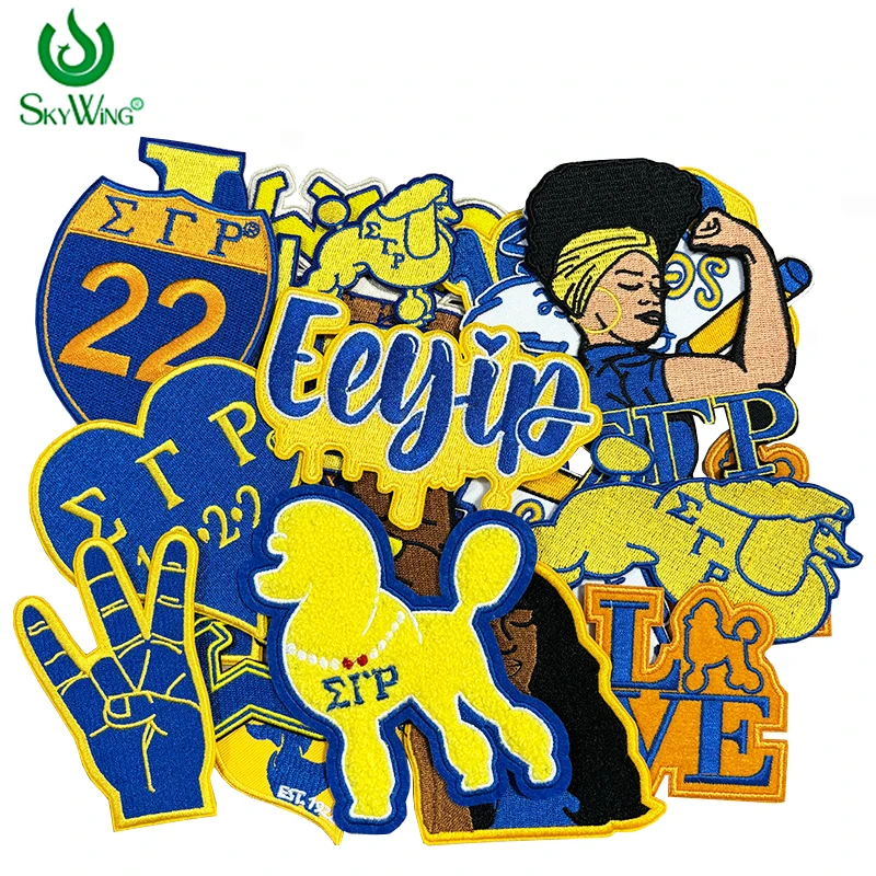 Stock Series SGRHO 1922 Soror Sigma Love Eeyip You Can Do It Sigma Gamma Rho Hand Syboml Poodle Embroidery Patch for Jean Jacket
