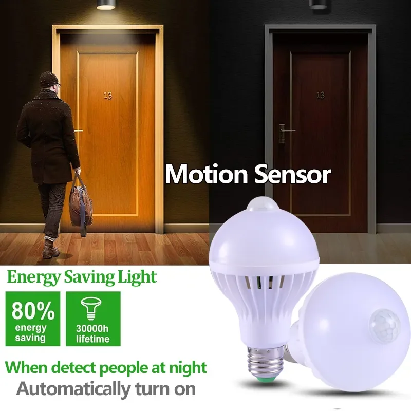 High Brightness  220V E27 SKD Sound Induction Sensor Smart Infrared PIR Motion Sensor Bulb LED Light/LED Bulb/smart bulbs