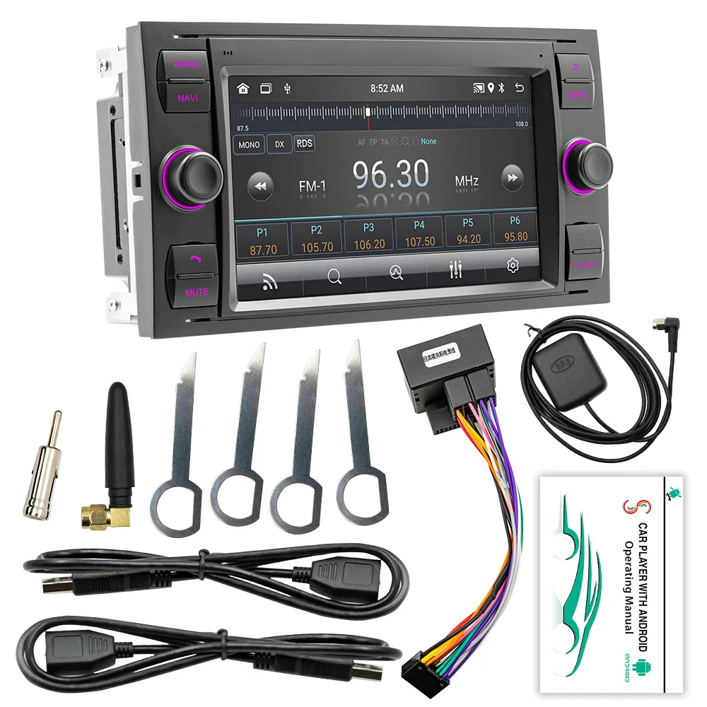 Android 7' Car Radio DVD GPS Touch Screen Mirror Link Stereo Autorradio for Ford Transit/Focus/Kuga/Fusion 2 Din Portable