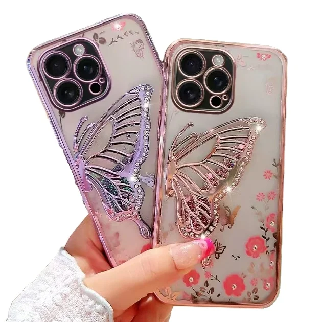 Luxury Chrome Bling Diamond Soft TPU Protective Cover For iPhone 6 7 8 11 12 13 14 15 16 Plus Xr X Xs Pro Max Phone Case