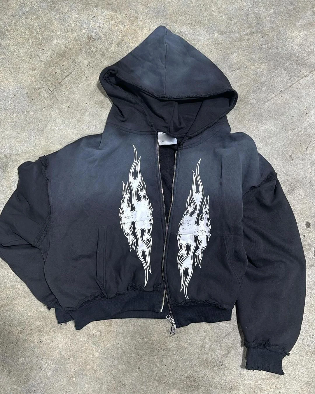 Custom Stone Acid Wash Zip Up Hoodie Distressed Zipup Sunfaded Sun Faded French Terry Thick Double Zipper Vintage Hoodie Men