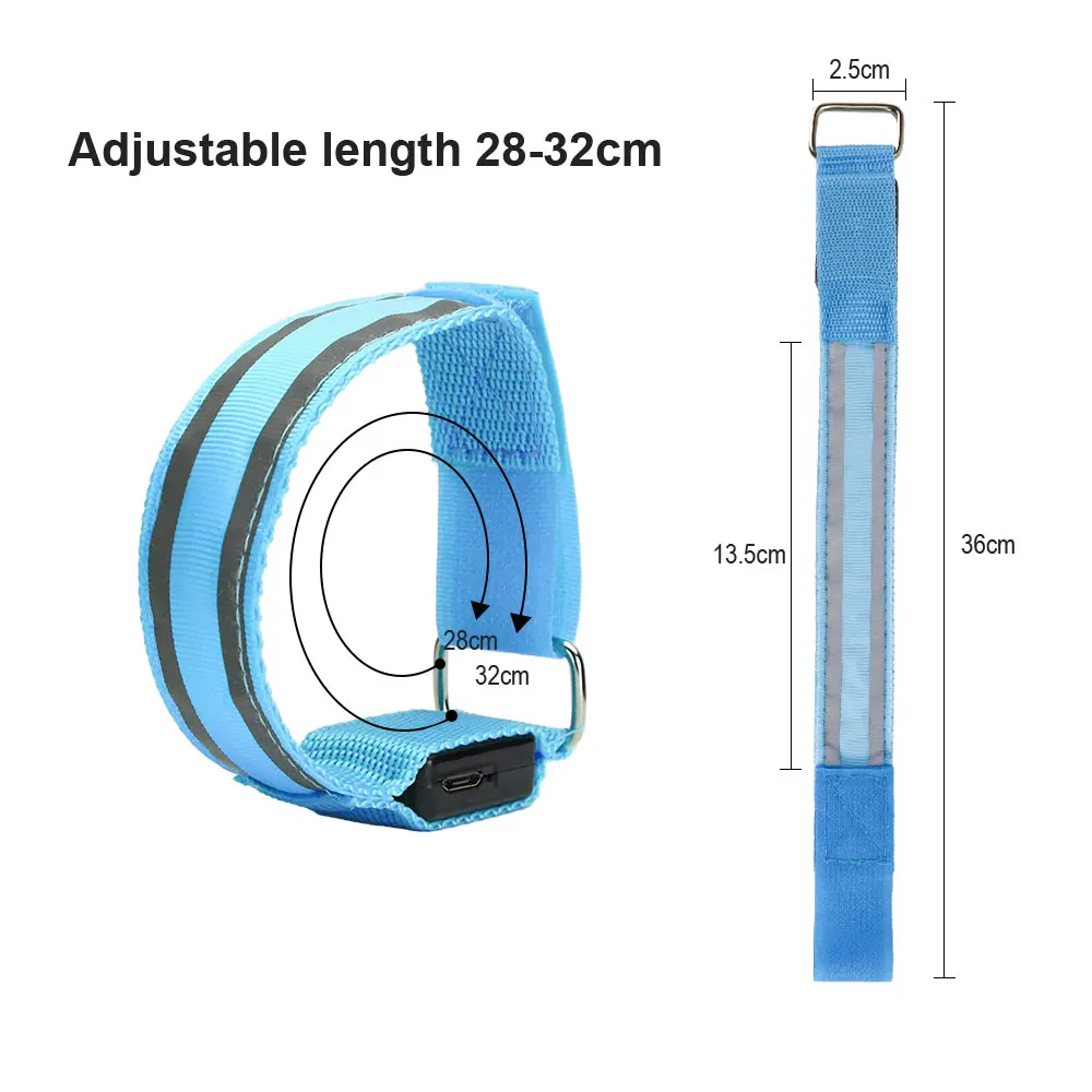 Amazon USB Adjustable rechargeable LED arm band scooter bike safety light up arm belts Running concerts Led colorful armband