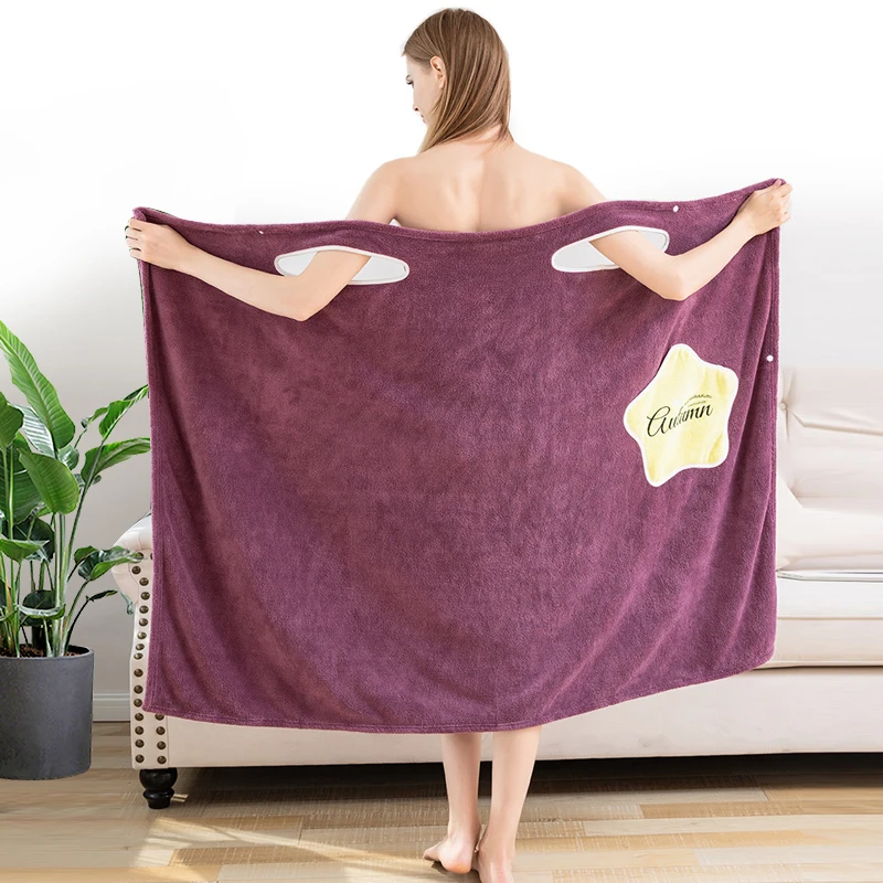 Flourish OEM/ODM Super Soft Microfiber Wearable Towel Bath Towel Bathrobe Eco-Friendly