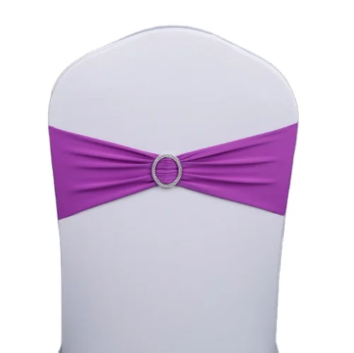 Wholesale Cheap Wedding Banquet Party Elastic Spandex Chair cover Sashes with Buckle