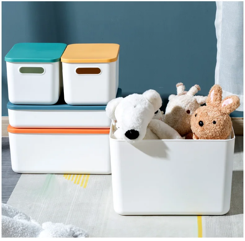Hot Selling Plastic Home Storage Bin Boxes White Stackable Organizer Container For Clothes Sundries Toys Snacks