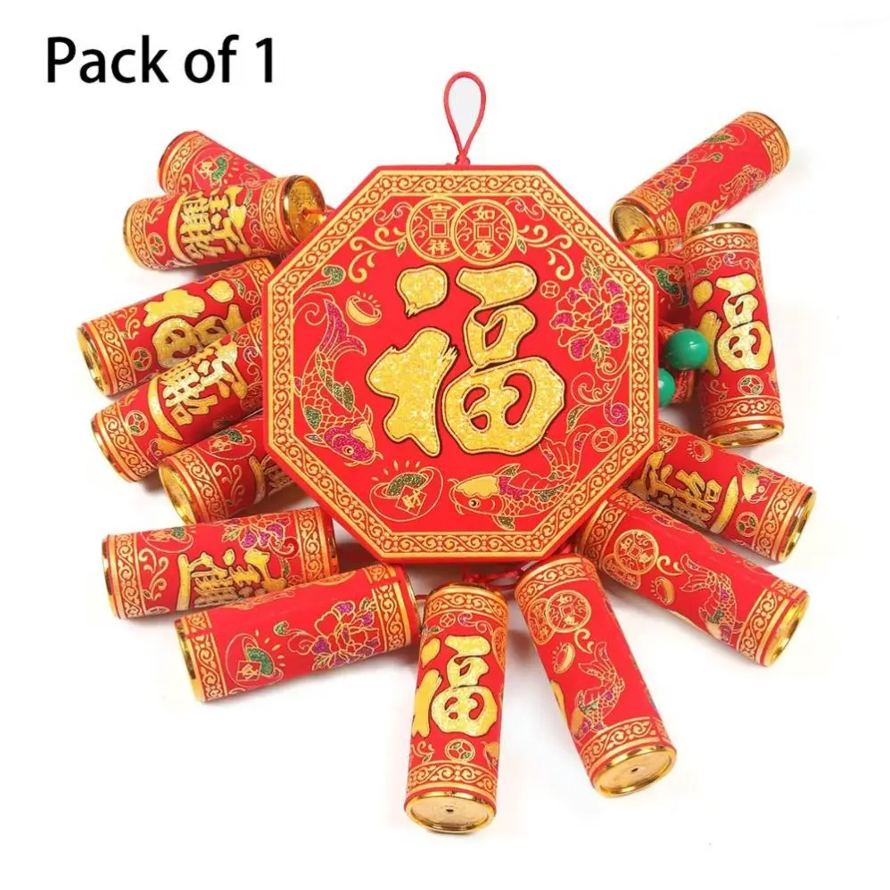 Hot selling high-simulation chinese New Year decoration celebration string wall hanging flannelette firecrackers wholesale