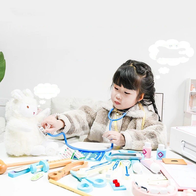 Early Educational Toy Medical Kit Kids Wooden Doctor Kits Toys Toddlers Pretend Play Medical Toy Kids Doctor Pretend Play kit