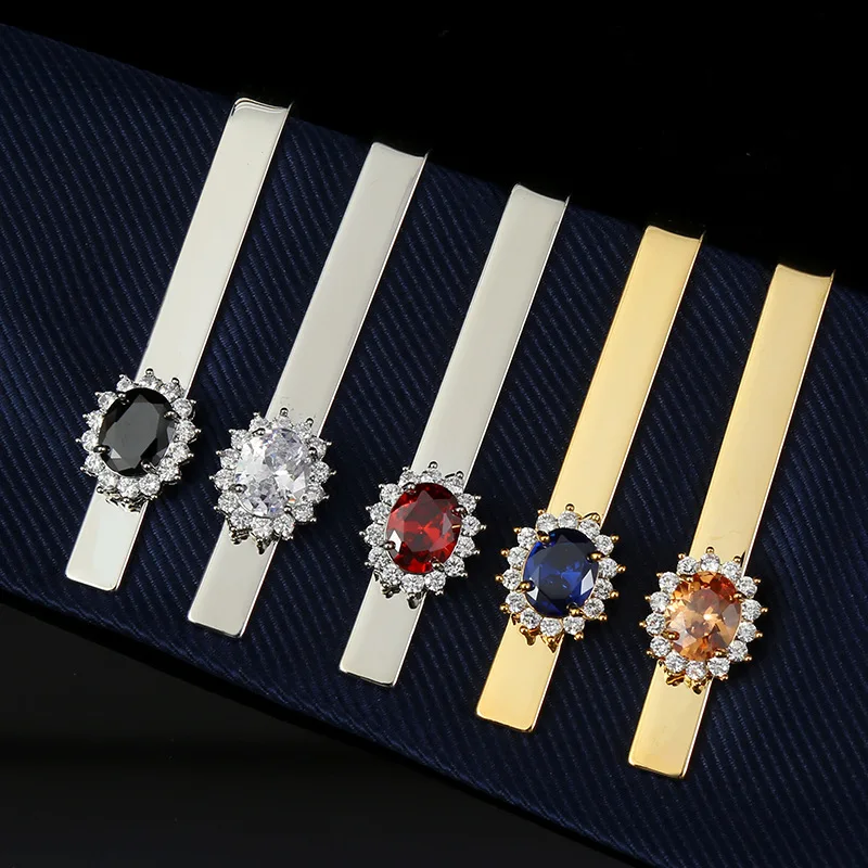 Модный темпераментный формальный костюм ведущая звезда галстук аксессуары мужские бутик легкий роскошный золотой металлический циркон зажим для галстука