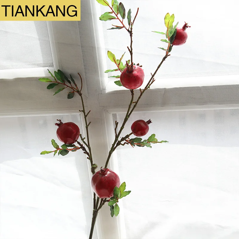 Wholesale Indoor artificial pomegranate decor artificial fruit branches fake fruit