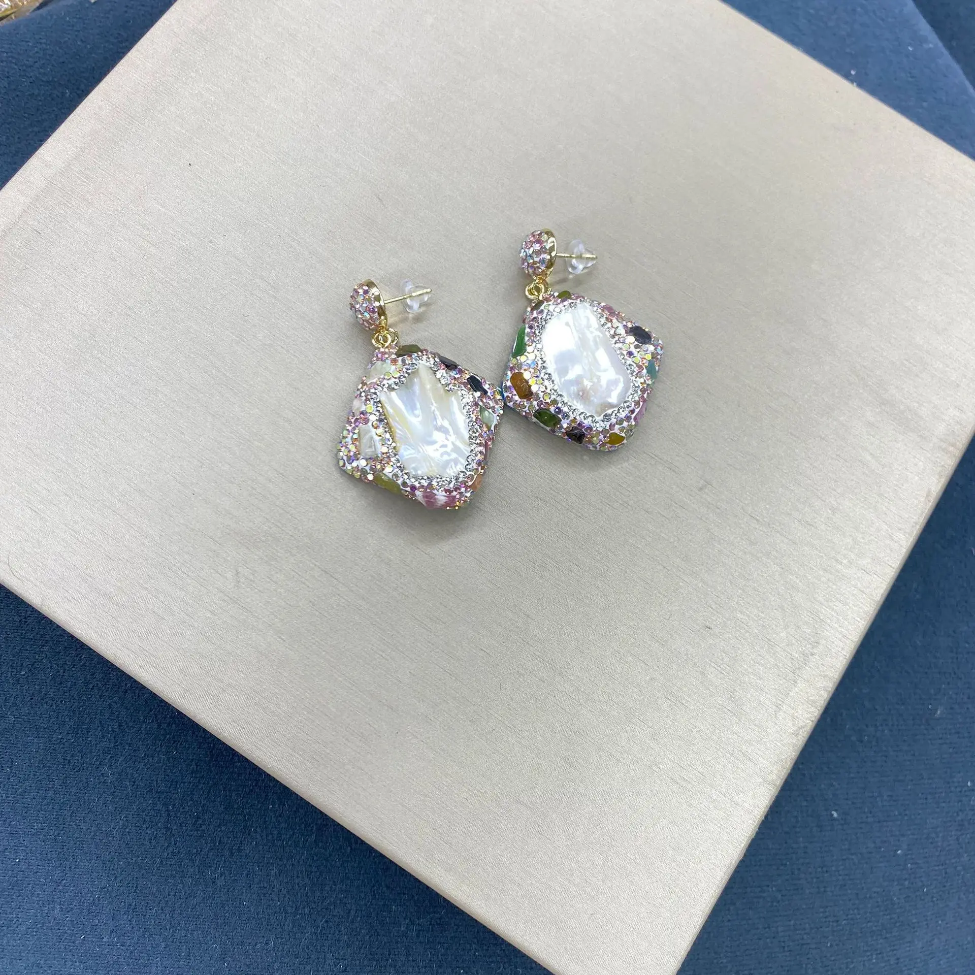 Natural Baroque Keshi Pearl Dangle Earrings With Natural Stone Earrings Jewelry