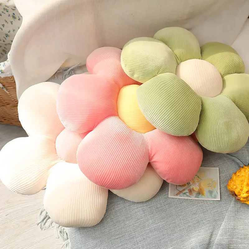 Beautiful Flower Pillow Stuffed Stretch Velvet PP Cotton Filling Tatami Petal Cushion for Office Car