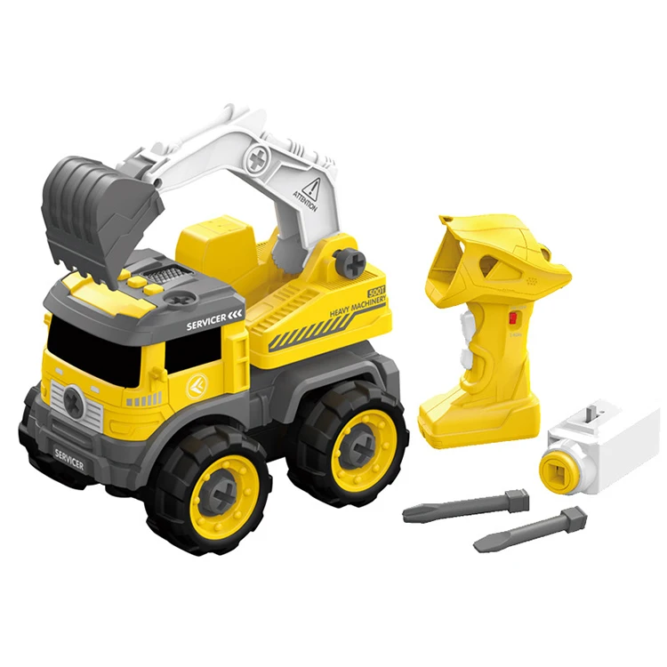 2.4GHz Remote Control Engineering Truck Screw Disassembly Transform Robot Construction Car Toy for Kids