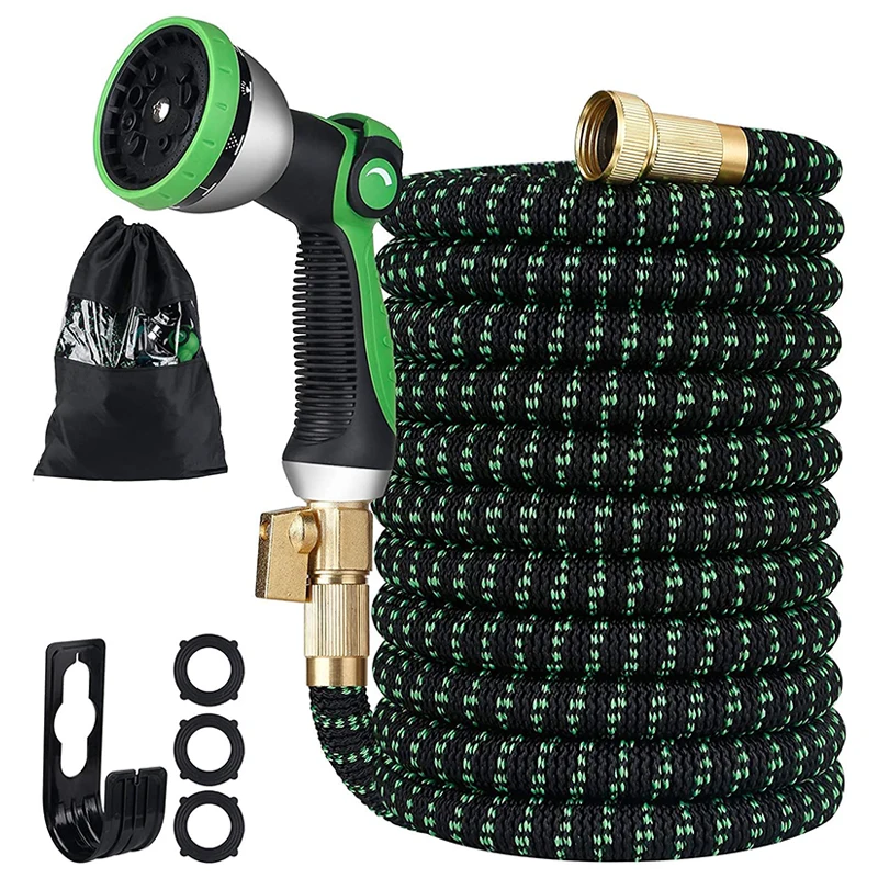 Garden Hose 25ft Expandable&Water Spray Nozzle rubber garden Watering Hoses elastic shrinking hose