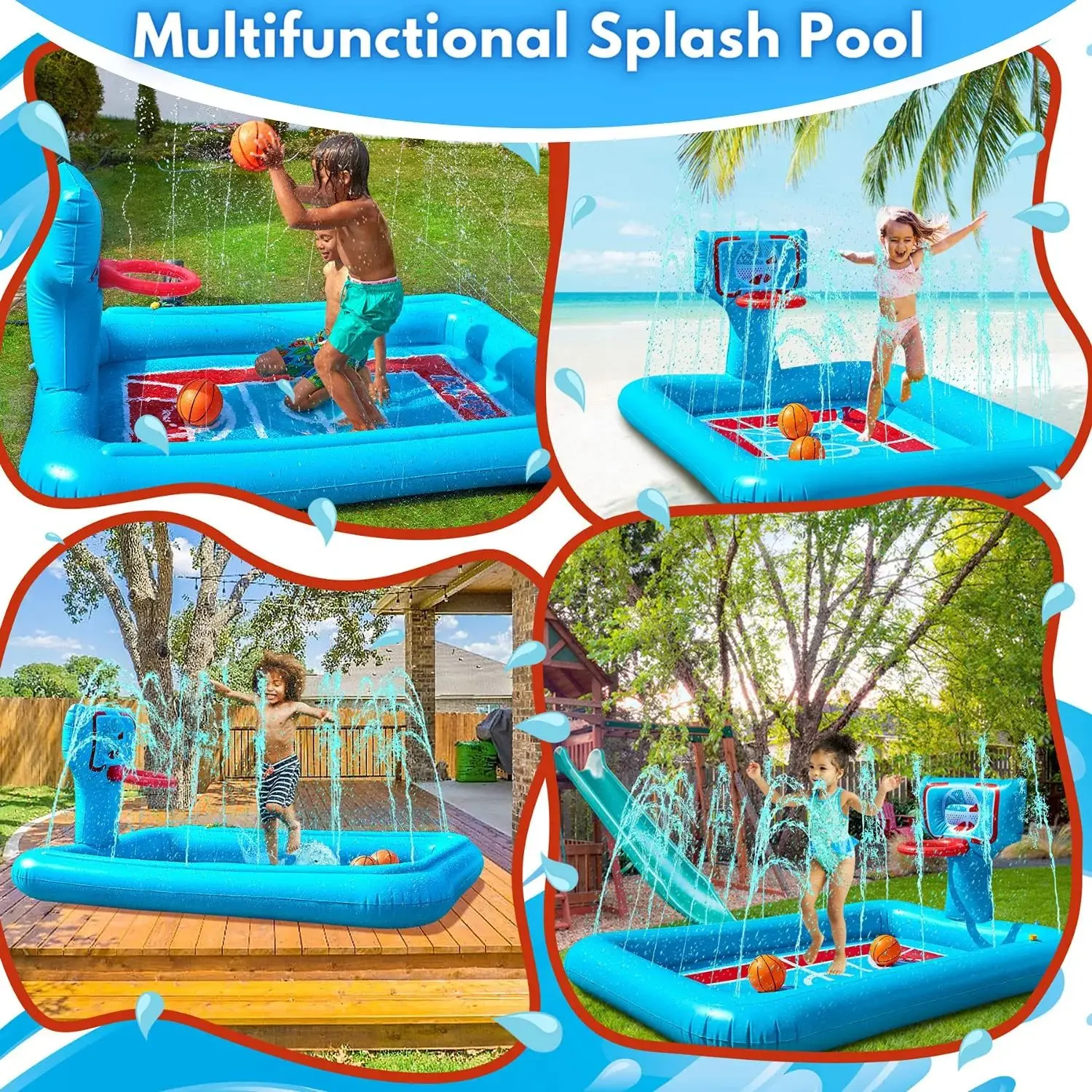2 In 1 Wholesale Custom Basketball Game Indoor Outdoor Summer Water Irrigation Garden Sprinklers For Kids Children With Basket