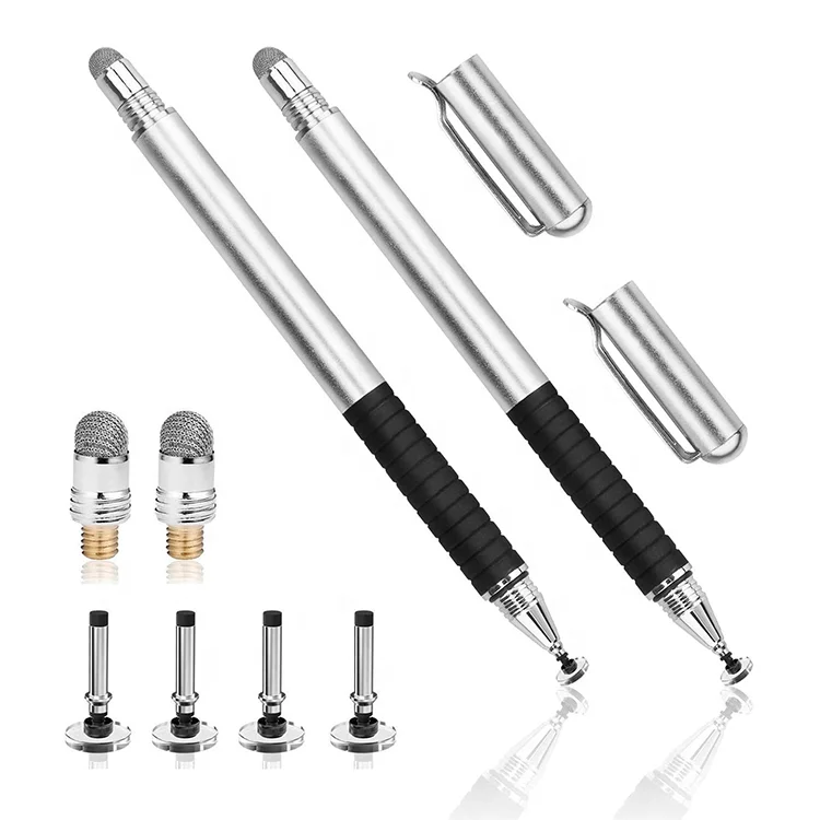 металлическая шариковая ручка из микрофибры сенсорные экраны диск Стилус 2 ручки держатели с 6 сменными наконечниками