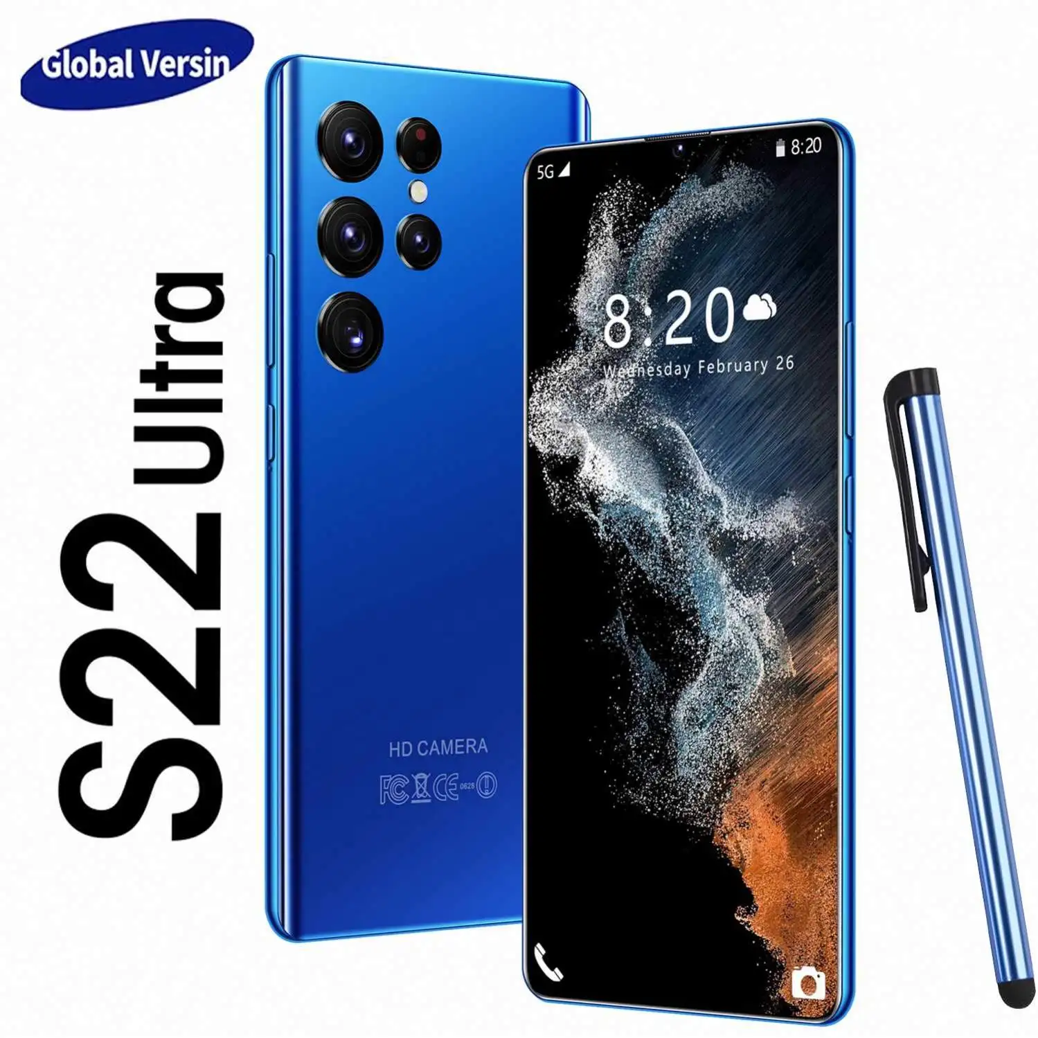 2022 hot sale 6.9inch S22 ultra smart phone 16GB + 512GB full screen mobile phone finger/face unlock phone