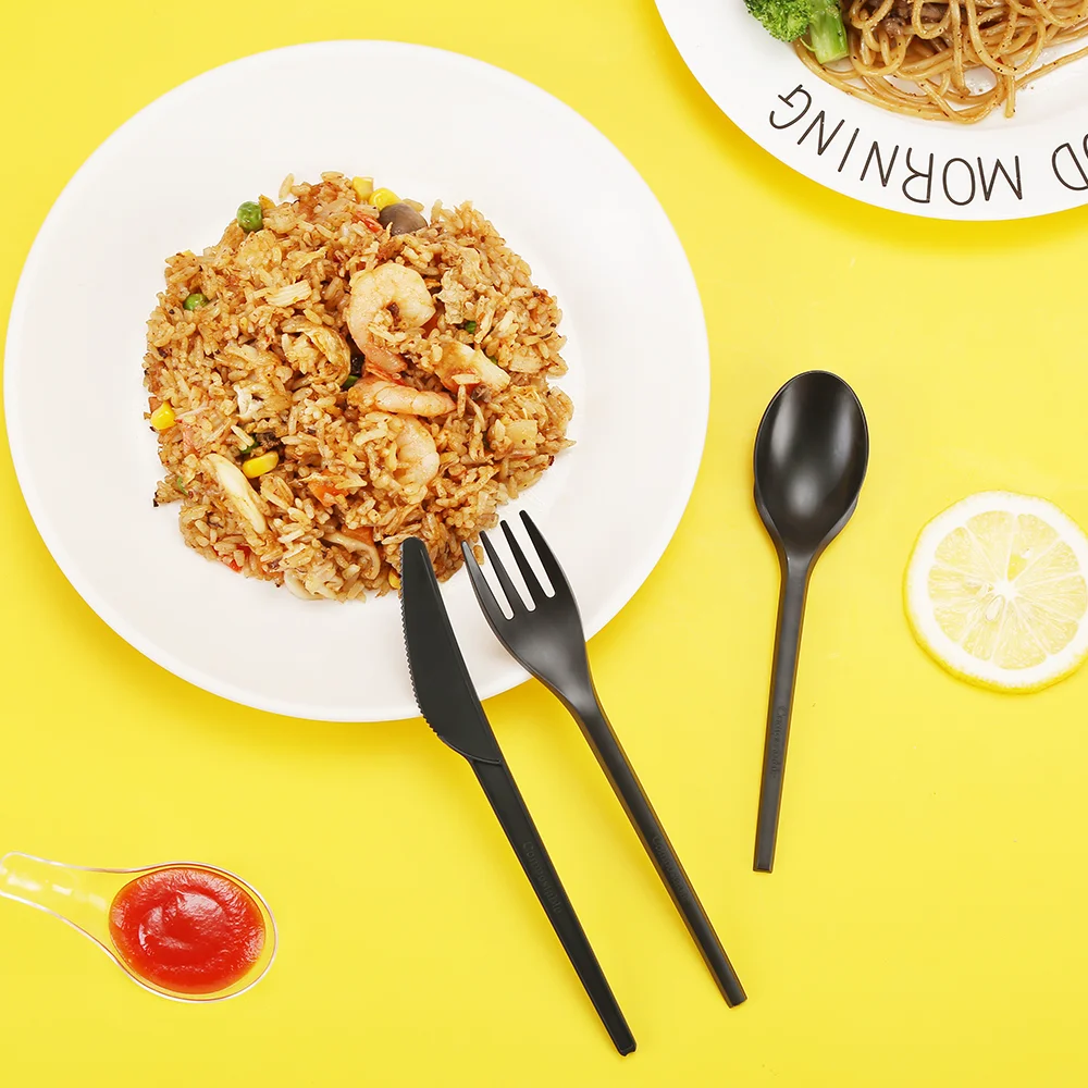 Quanhua Compostables CPLA  Hot Selling Biodegradable Cutlery Knife Fork Spoon Flatware Set