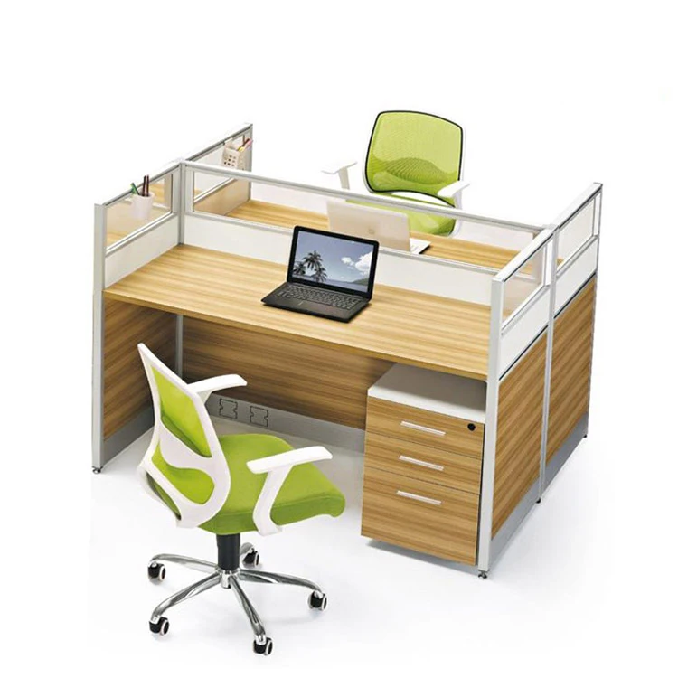Call Centre Cubicle Aluminum Frame Modular 2 Seater Workstation With 3 Drawer Pedestal