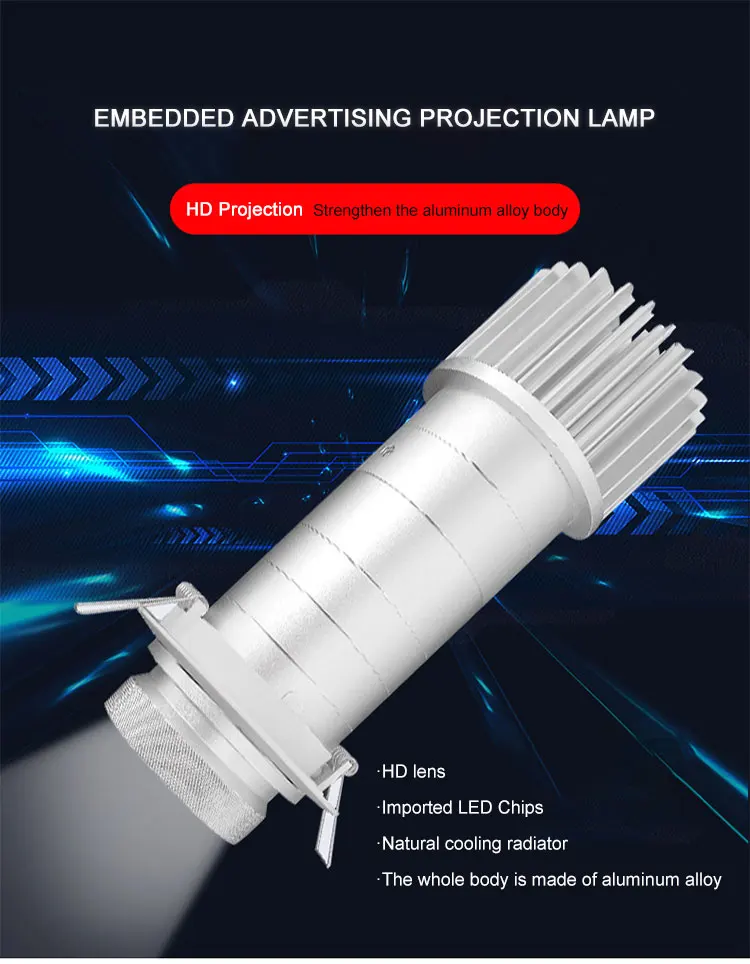 Maaadro Yufan HOT Customized 25W Silver Embedded Home Led Light Advertising Christmas Decoration Logo Recessed Projector Gobo