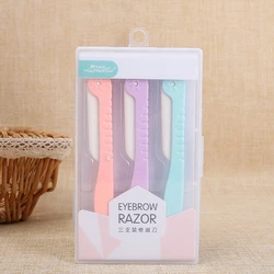 lameila Best seller colorful eyebrow 3pcs shaping tool eyebrow knives 3 pcs kit eyebrow razor A0369
