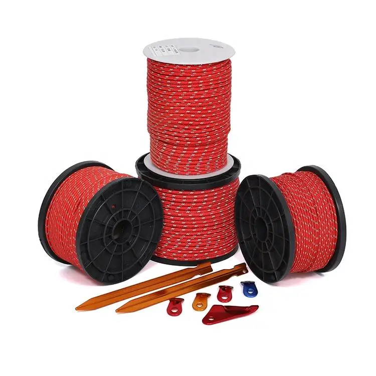 Hot selling survival reflective 550 cable tent camping lifeline 4mm 7 strand 100 foot tent basalt rope