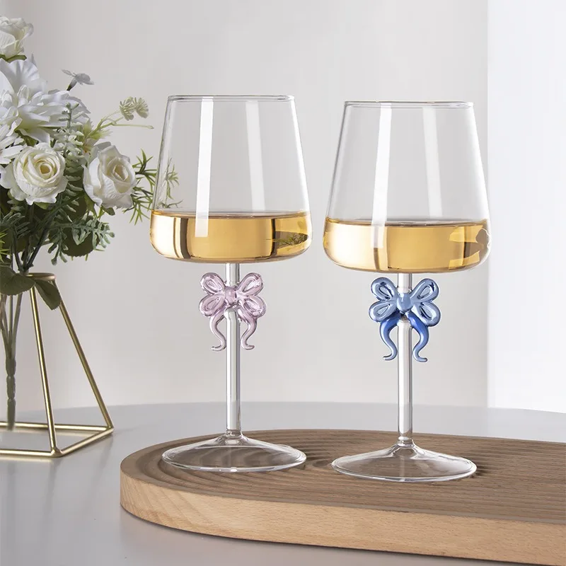Creative Red Wine Glass Bow Tie Wine Glass for Party Anniversary Wedding