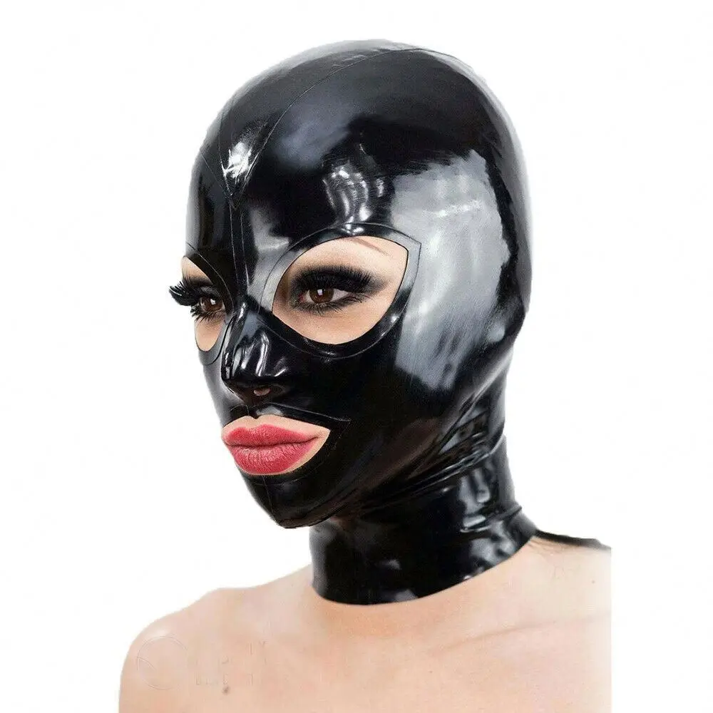Latex Hood Mask With Zipper Dance Party Latex Headgear Mask Hood SM Fetish Black Latex Sex Mask