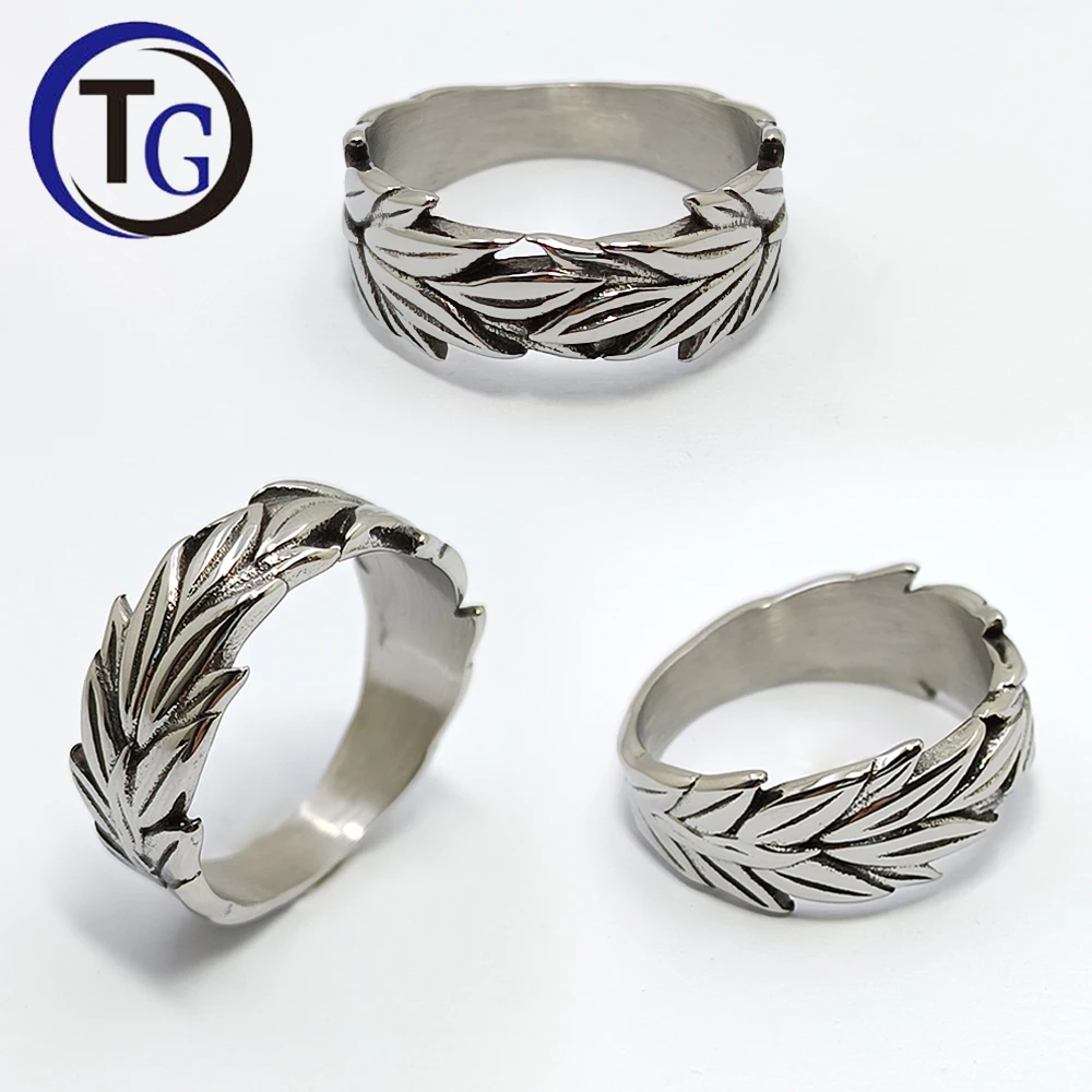 Wholesale Snake Geometry Star Signet Dragon Claws Skull Gothic Retro Vintage Fashion Burnt Silver Stainless Steel Rings for Men