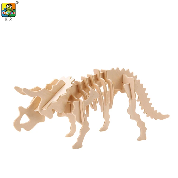 Puzzle triceratops dinosaurs DIY  triceratops paint toy dinosaur skeleton excavation kit wooden children game color dinosaur toy