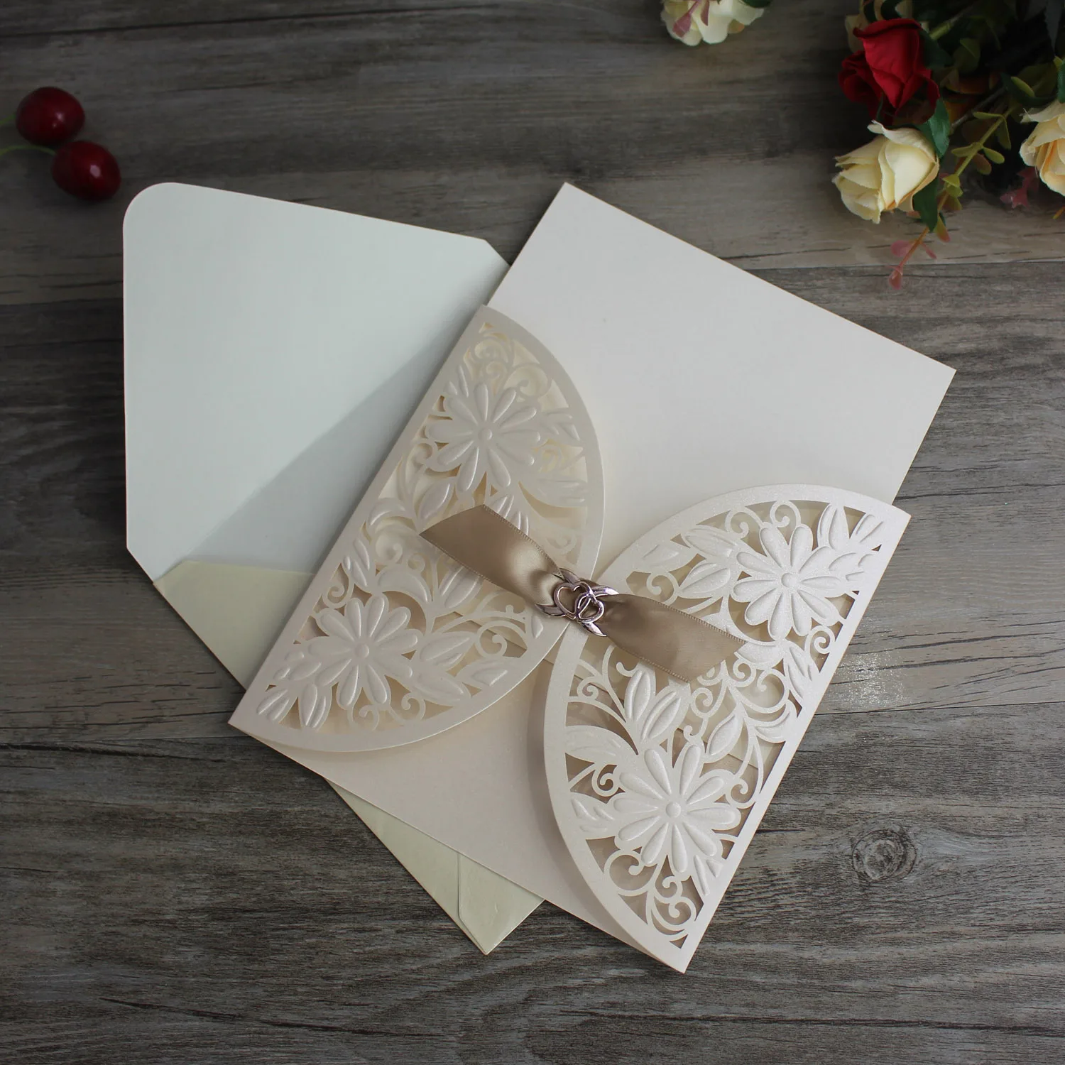 Wholesale Cheap Unique Laser Cut Cream Wedding Invitations and birthday invitation cards custom greeting cards