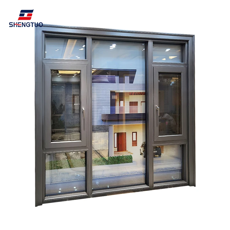 Customized aluminum frame window screen integration patio window double glaze noise canceling windows