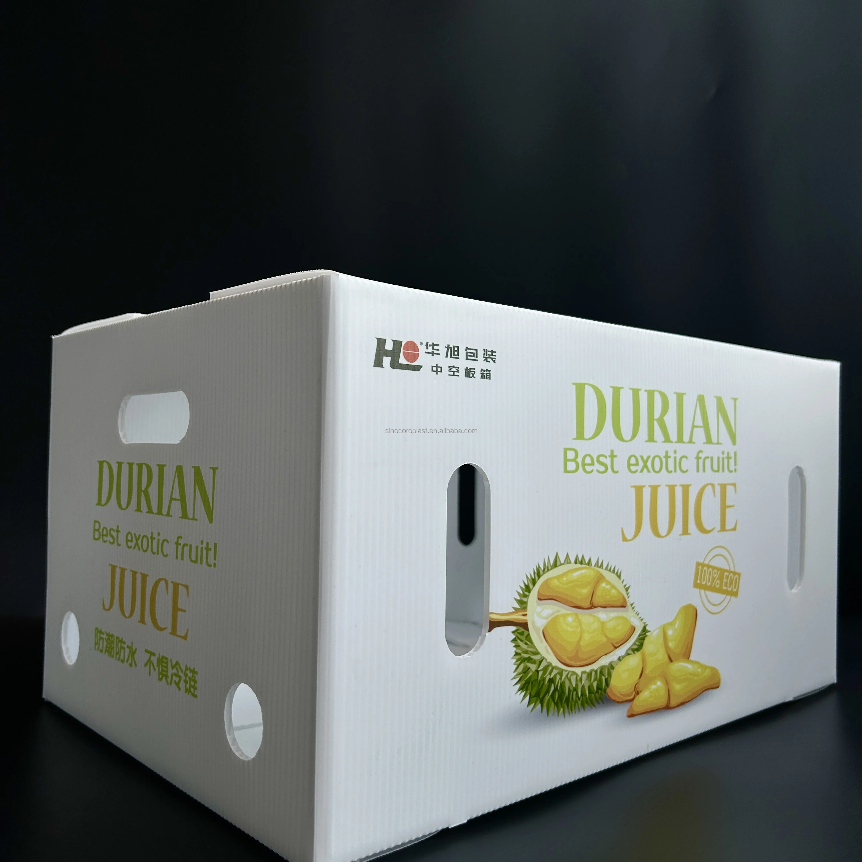 Custom Foldable Plastic Corrugated Fresh Printed Folding Fruit Storage Packaging Packing PP Coroplast Box For Durian
