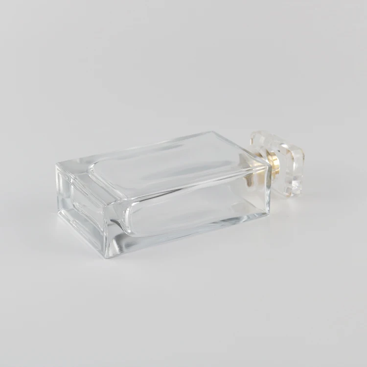 Custom Made Empty Rectangle Clear Perfume Bottle 100ml Square Refill Travel Glass Atomizer Spray with Pump