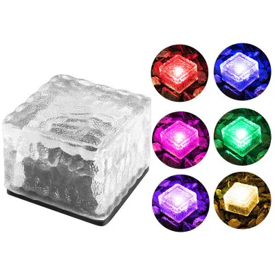 
1 LED Garden Frosted Glass Landscape Solar Ice Cube Brick Rock Pavment Led Lamp Lights Outdoor for Garden Path Patio Decoration 