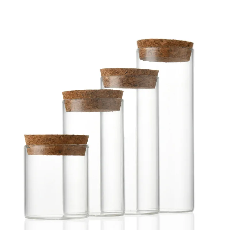 53diameter 100ml -360ml large clear glass wishing/big drift bottle/vials cork/bamboo lid for gift tube jar glass bottle cork
