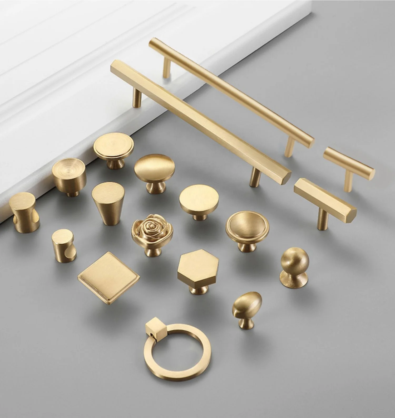 Factory Customized Manufacture DRAWER New Knurled Brass Handles Furniture Cabinet Square T Bar Pull Handle