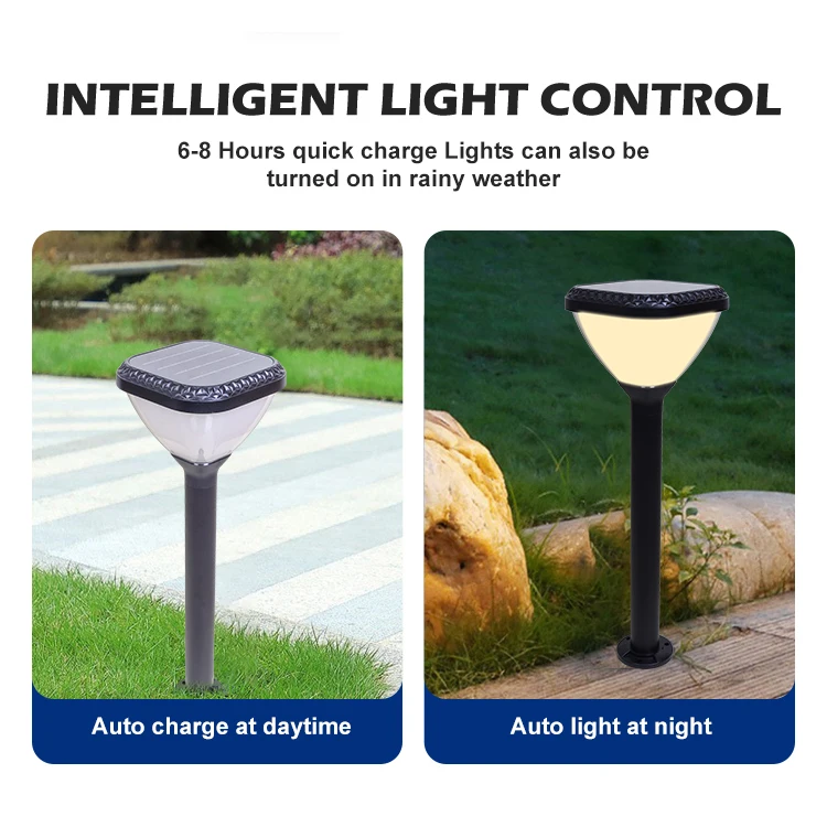 Garden Square Pillar Lamp Ip65 Waterproof Outdoor Fence Yard Lawn Deck Led Solar Post Light